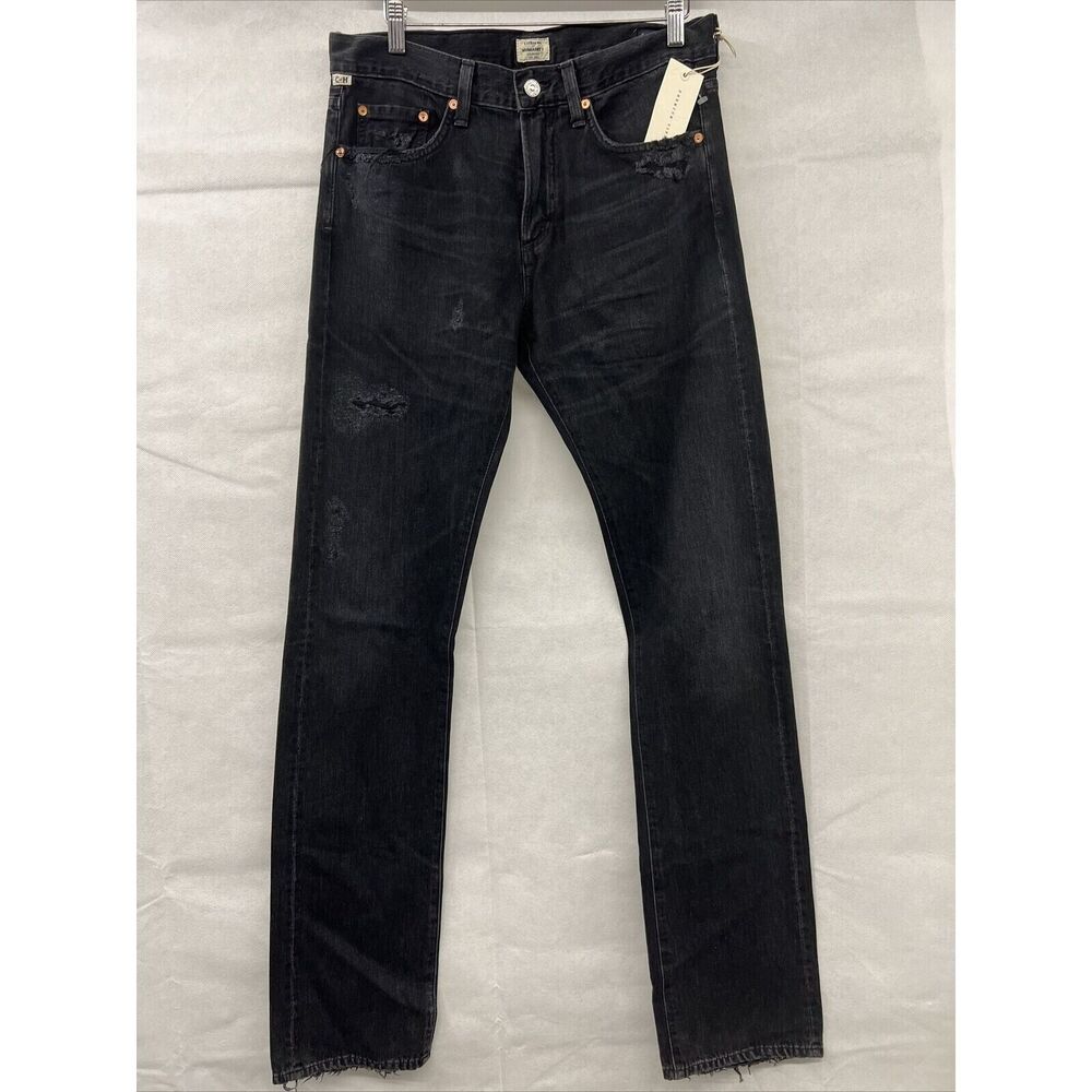 NEW NWT SZ 30 30/34 CITIZENS OF HUMANITY Men Black Core' Slim Fit Straight Jeans